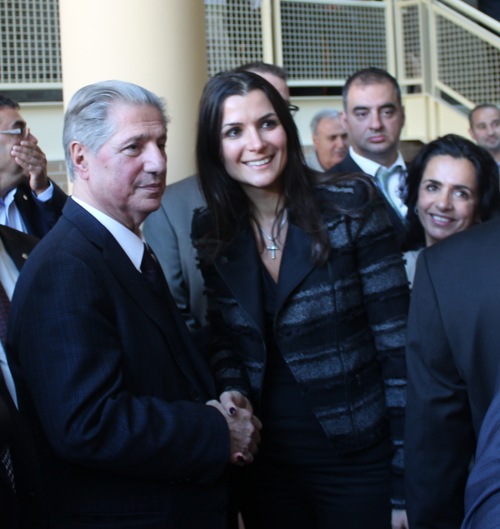 Posing with President Amine Gemayel