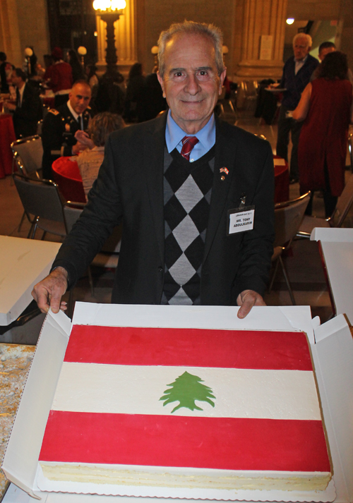 Tony Abdulkarim with Flag of Lebanon cake