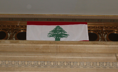 Flag of Lebanon in Cleveland City Hall Rotunda