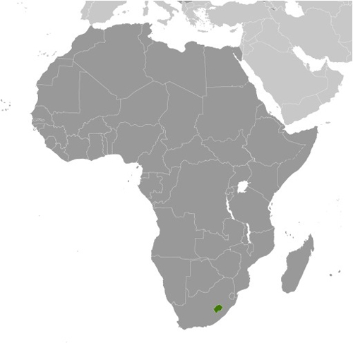Map of Lesotho in Africa