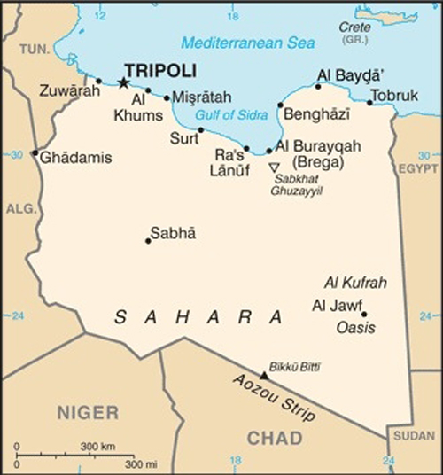 Map of Libya CIA