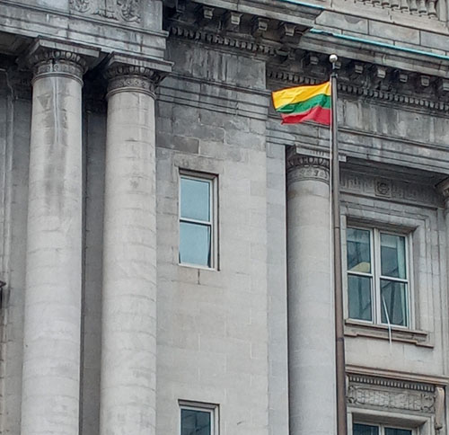 Flag of Lithuania flying at Cleveland City Hall