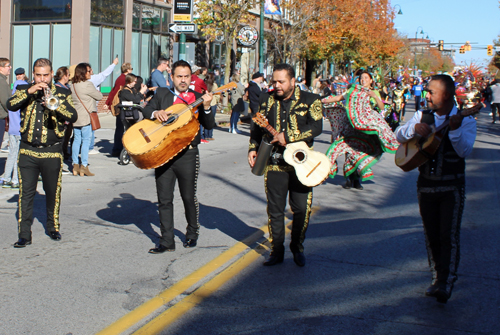 Mariachi band at ay of the Dead Skulls and Skeletons Parade in Cleveland 2022