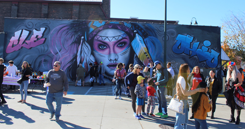 People in costumes and makeup at Day of the Dead in Cleveland 2022