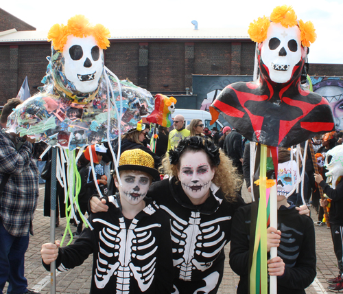 People dressed to celebrate Day of the Dead (Da de Muertos) in Cleveland