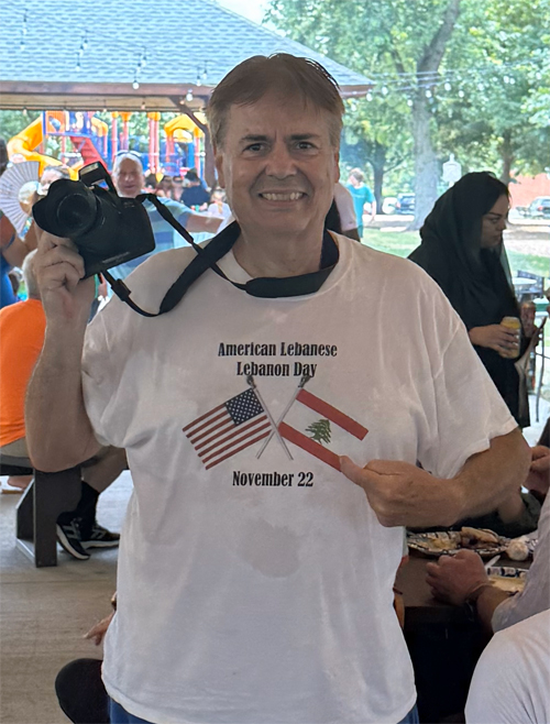 Dan Hanson wearing the appropriate shirt