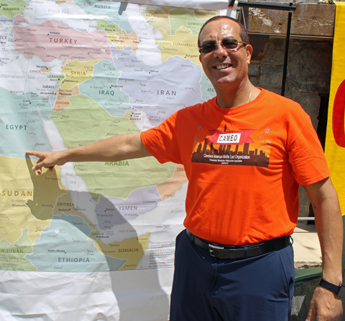 CAMEO Treasurer Samy Tanious pointing to Egypt