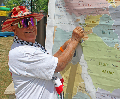 Pointing to Lebanon