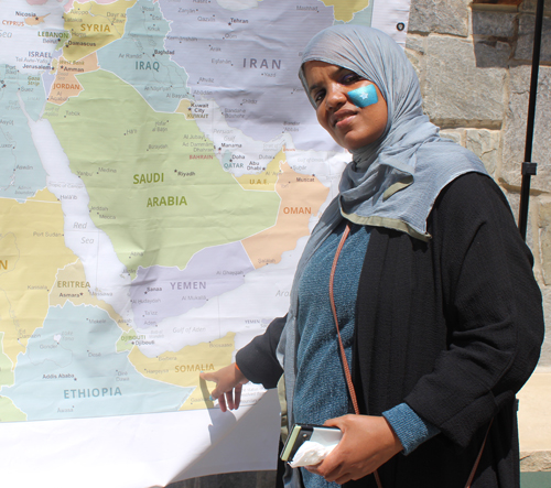 Pointing to Somalia
