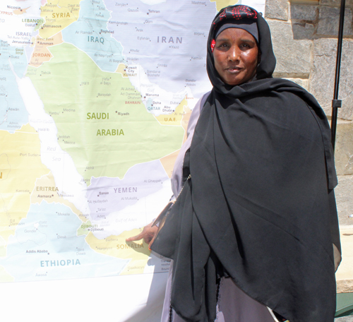 Pointing to Somalia