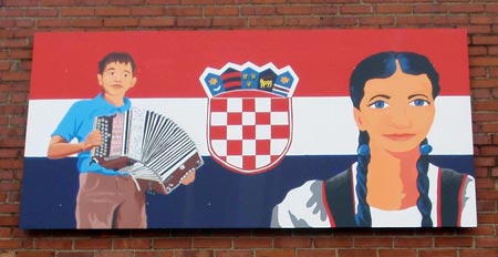 Croatian Flag in Mural of ethnic nationalities in Cleveland