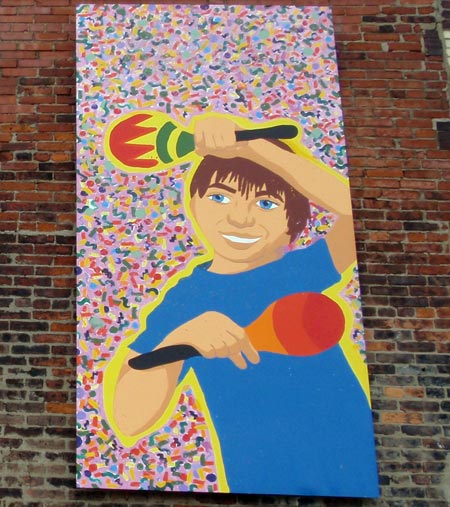 Maraccas in Mural of ethnic nationalities in Cleveland