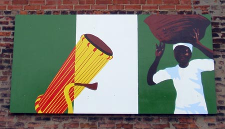 Flag of Nigeria in Mural of ethnic nationalities in Cleveland
