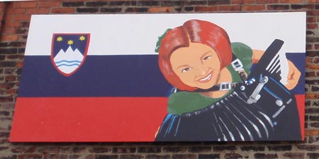 Flag of Slovenia in Mural of ethnic nationalities in Cleveland