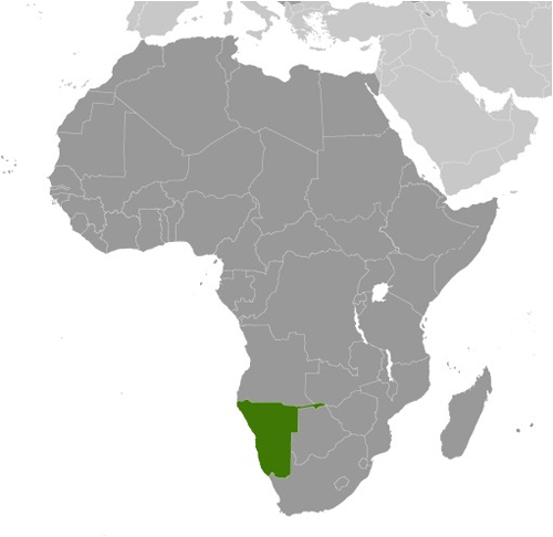 Map of Namibia in Africa