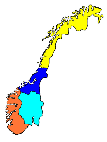 Map showing Dialects in Norway