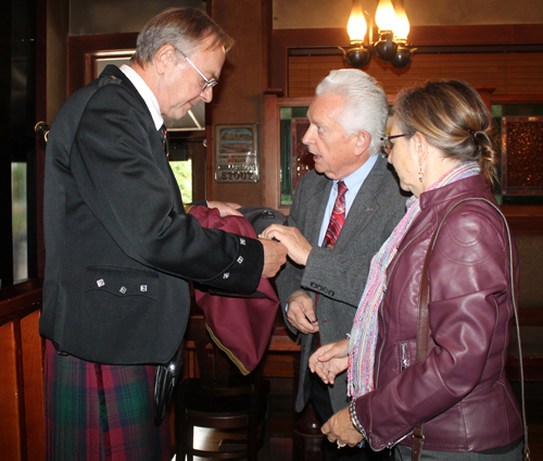 Ken and Maryann Kovach check out the bagpipes