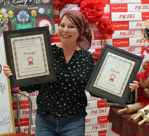 Lidia Trempe with Favorite Pierogi and Favorite Paczki awards