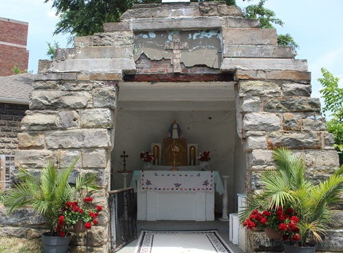 Grotto for Corpus Christi procession at St Casimir Church in Cleveland