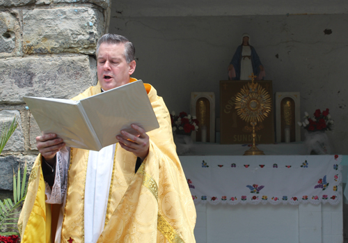 Father Eric Orzech at Corpus Christi procession at St Casimir Church in Cleveland