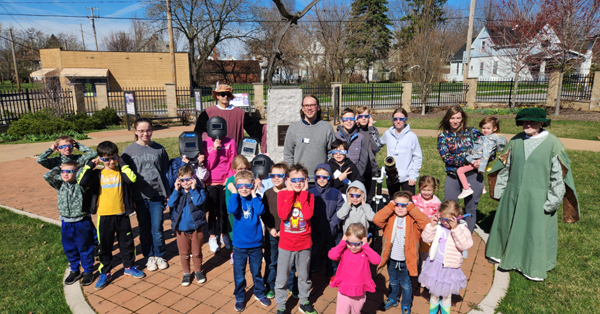 Students at Polish Center for solar eclipse event