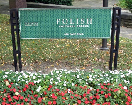 Polish Cultural Garden sign in Cleveland, Ohio (photos by Dan Hanson)