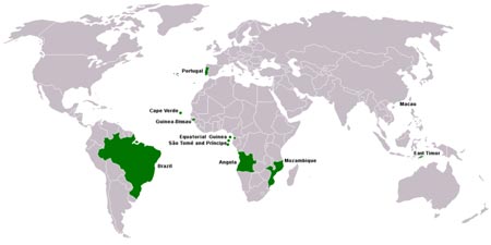 Lusophone map - where Portuguese is spoken