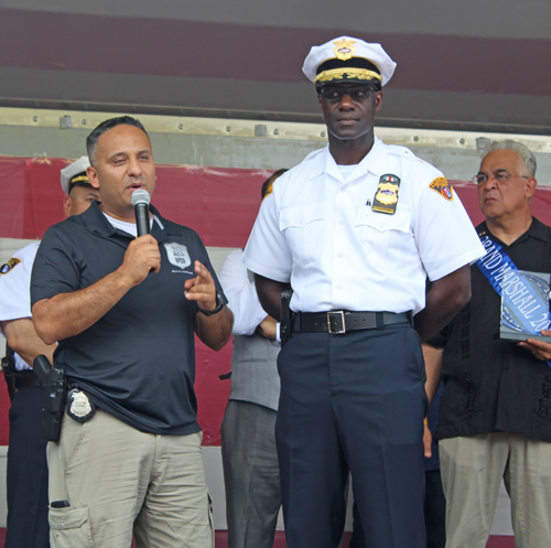 Officer Emmanuel Velez and Police Chief Calvin Williams