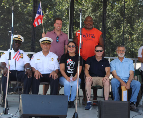 Cleveland Police Chief Calvin Williams, Fire Chief Angelo Calvillo, Councils Jasmin Santana and Kevin Kelley, Mayor Frank Jackson and Councils Kerry McCormack and Blaine Griffin