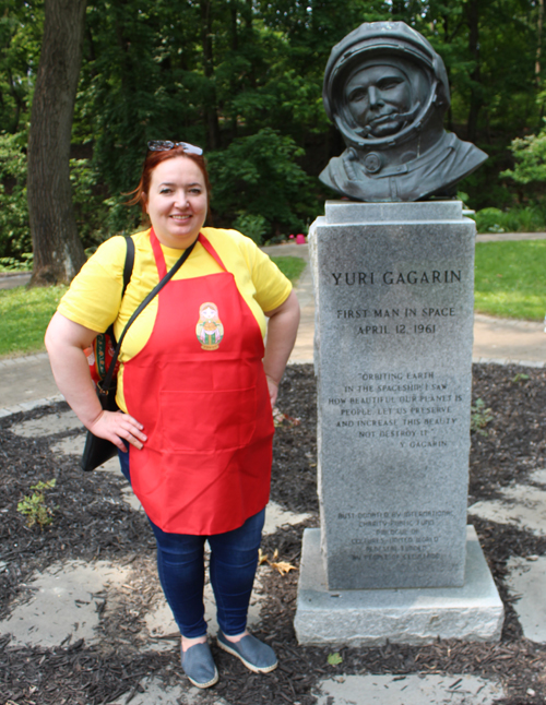Russian Cultural Garden - posing with Gagarin bust