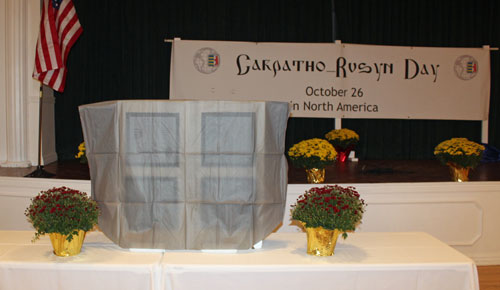 leaders unveiled the replicas of the 4 pedestals that are in the Carpatho-Rusyn Cultural Garden in Cleveland.