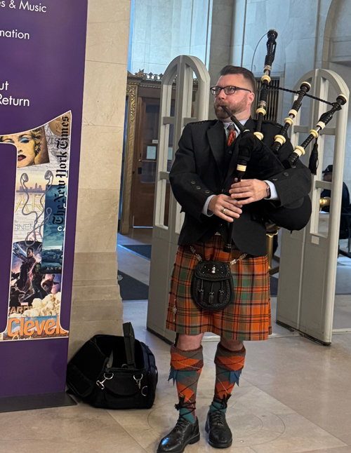 Jesse Tucker piping inside the CPL