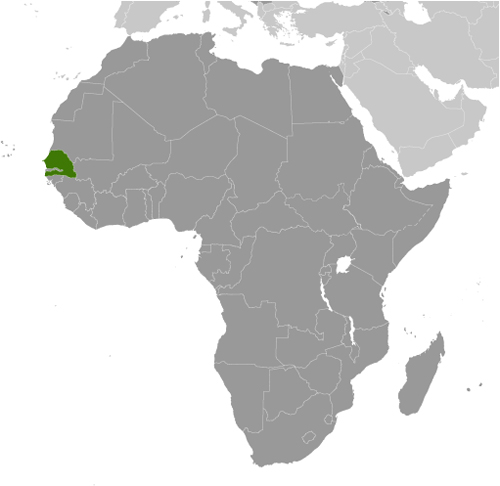 Map of Africa showing Senegal