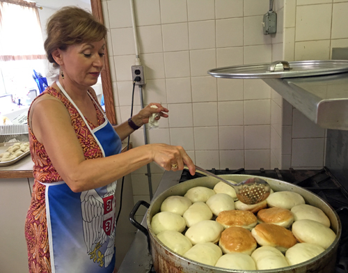 Making Serbian Krofne (doughnuts) at the Serbfest iat St Sava Church in Cleveland