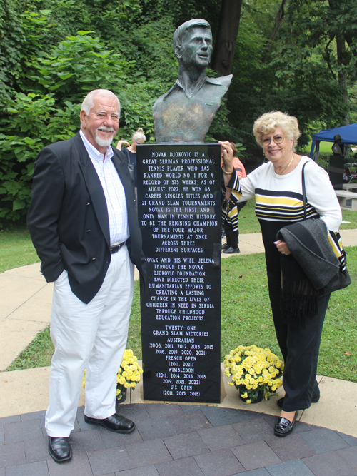 with bust of Novak Djokovic