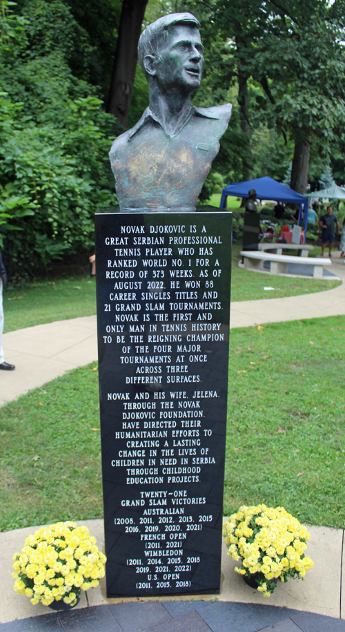 Novak Djokovic bust in Serbian Cultural Garden