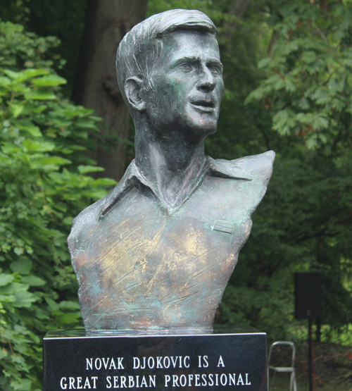 Novak Djokovic bust in Serbian Garden in Cleveland Ohio