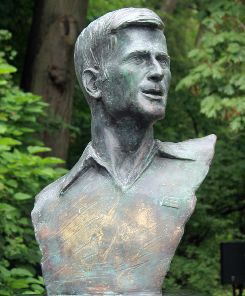 Novak Djokovic bust in Serbian Cultural Garden in Cleveland Ohio
