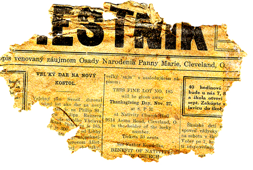 This notice from a 1924 Nativity Viestnik (Messenger) offers raffle tickets (at 50 cents) for a lot on Dunlap Ave. in Cleveland. The winner of the lot would eventually get a house that would have been moved from the parish property. 