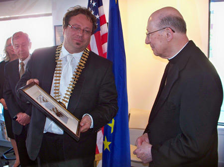Borut Ambrozic, President of the Rotary in Maribor Park, Slovenia with Bishop Pevec