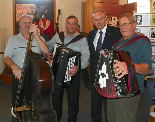 Slovenian Ambassador Roman Kirn with Polka musicians Hank Guzel Jr., Bob Kravos  and Joe Novak
