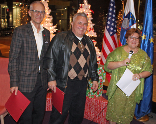 Consul General Alenka Jerak with awardees Marin Maric and Veseli Godci