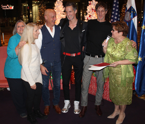 Consul General Alenka Jerak with awardees Tony Smuk , Frank Smuk, David Hocevar, Marjanca Hocevar, Anna Morrison