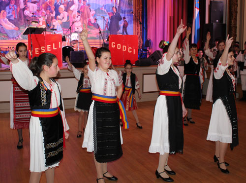 Ceata Romanian Folk Ensemble dancers at Kurentovanje