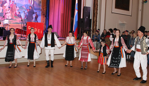 Ceata Romanian Folk Ensemble dancers at Kurentovanje