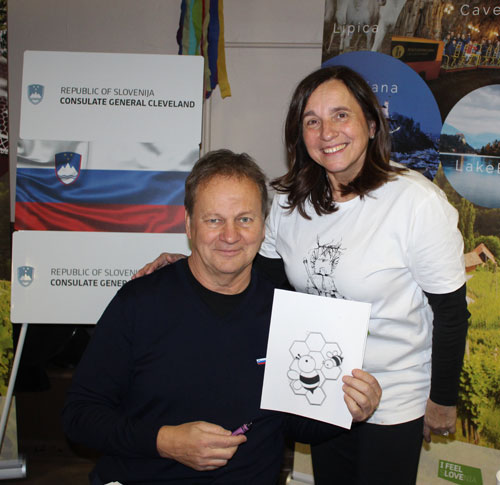 Phil Hrvatin and wife at the Slovenian Consulate table