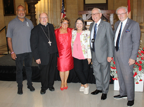 Council President Blaine Griffin, Bishop Malesic, Alenka Jerak, Nickie Antonio, Mike Polensek and Kenny Yuko