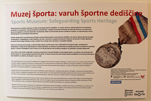 Slovenian Sports Museum sign