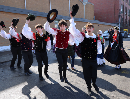 Warming up before the 2026 Cleveland Kurentovanje Parade