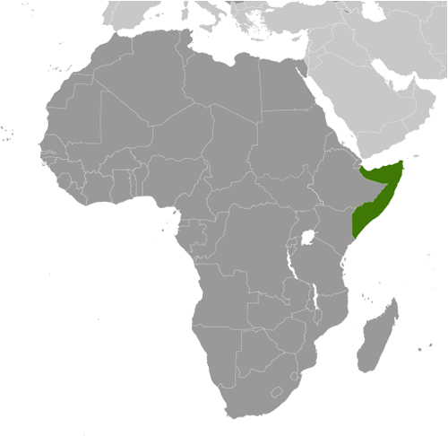 Map of Somalia in Africa